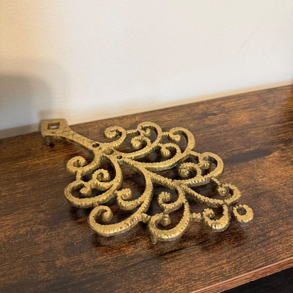 Other - Vintage Solid Brass Trivet Ornate Scrollwork Decorative Wall Hanging Gold Tone